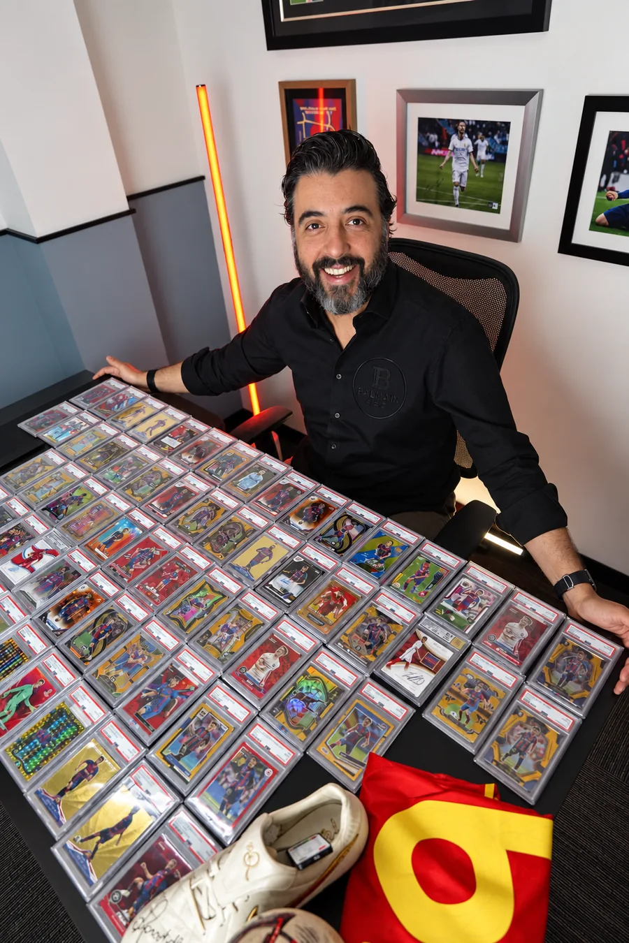 The founder of Chasing Goats with part of his graded card collection